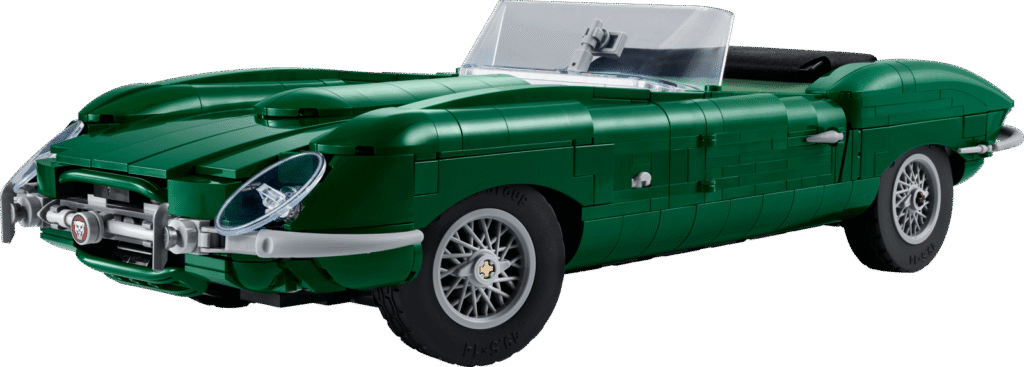 Het donkergroene LEGO Icons Jaguar E-Type-model, set 11381